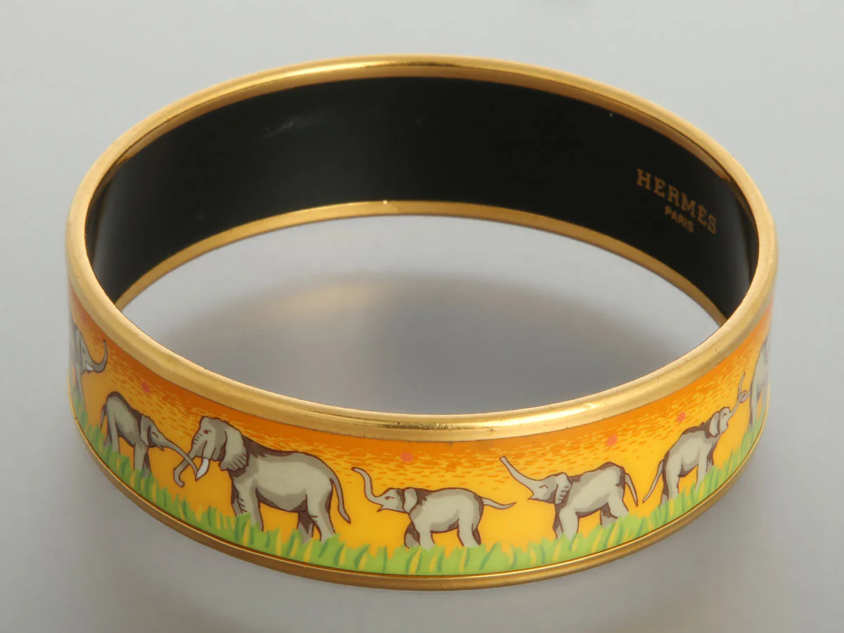 Hermès Wide Enamel Elephant Walk Bangle - Image 3