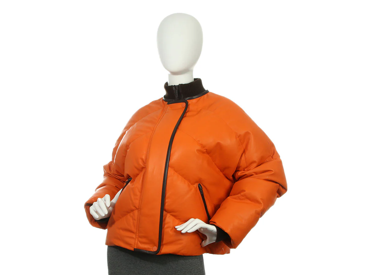 Hermès Orange Calfskin Puffer Down Jacket - Image 2