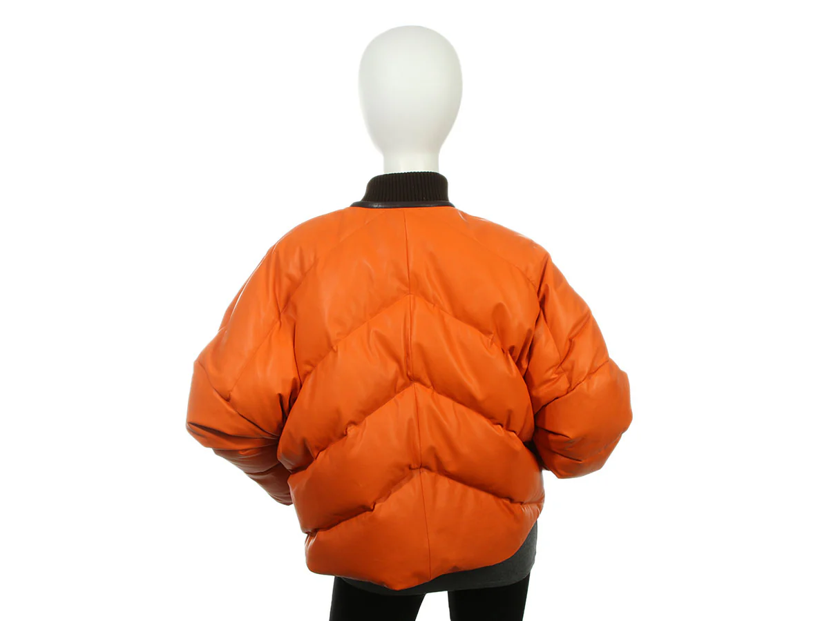 Hermès Orange Calfskin Puffer Down Jacket - Image 4