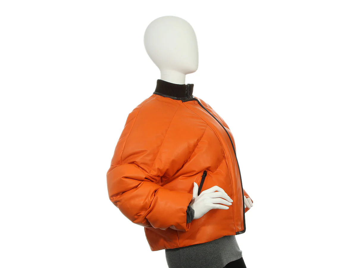 Hermès Orange Calfskin Puffer Down Jacket - Image 5