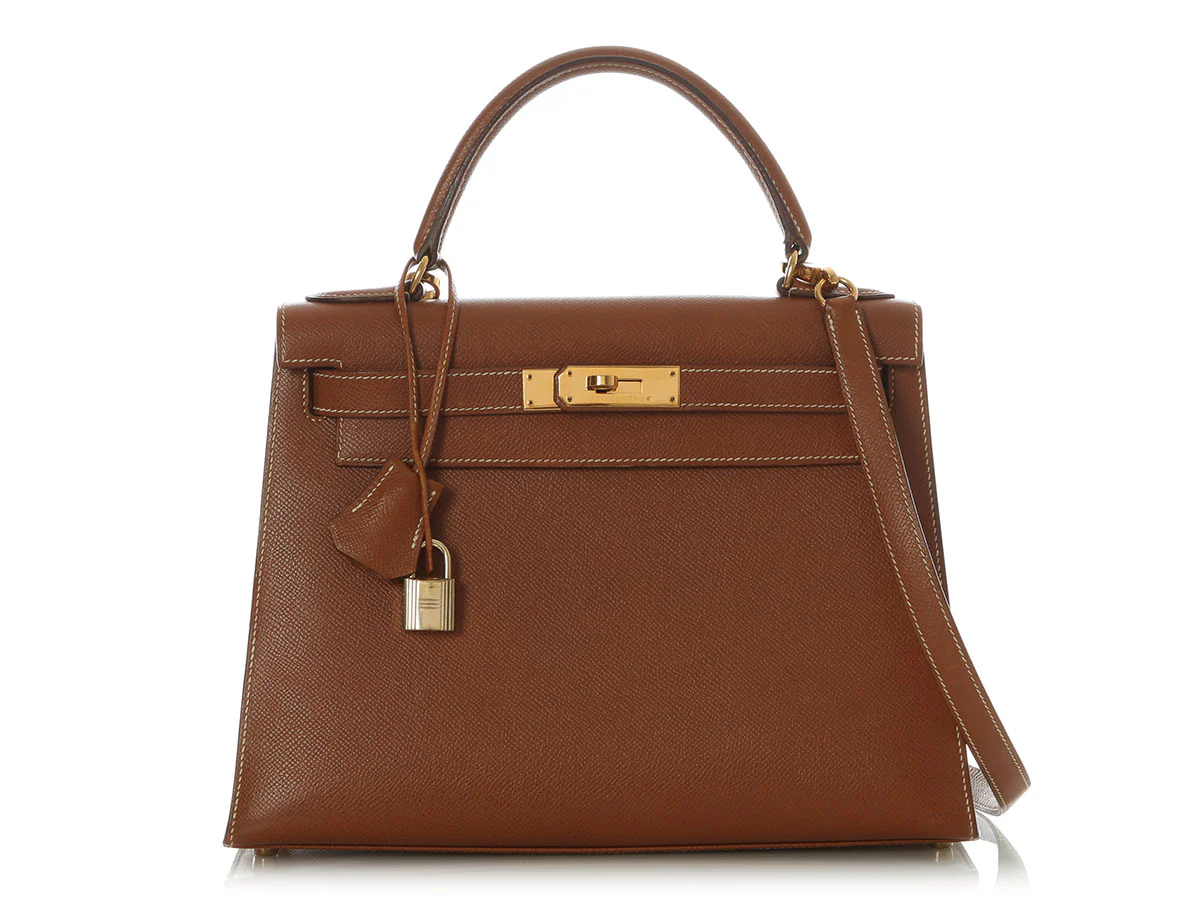 Hermès Vintage Gold Courchevel Kelly 28