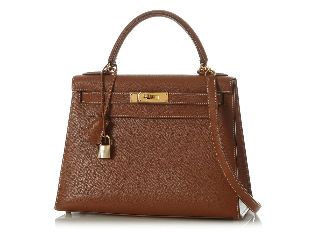 Hermès Vintage Gold Courchevel Kelly 28 - Image 2
