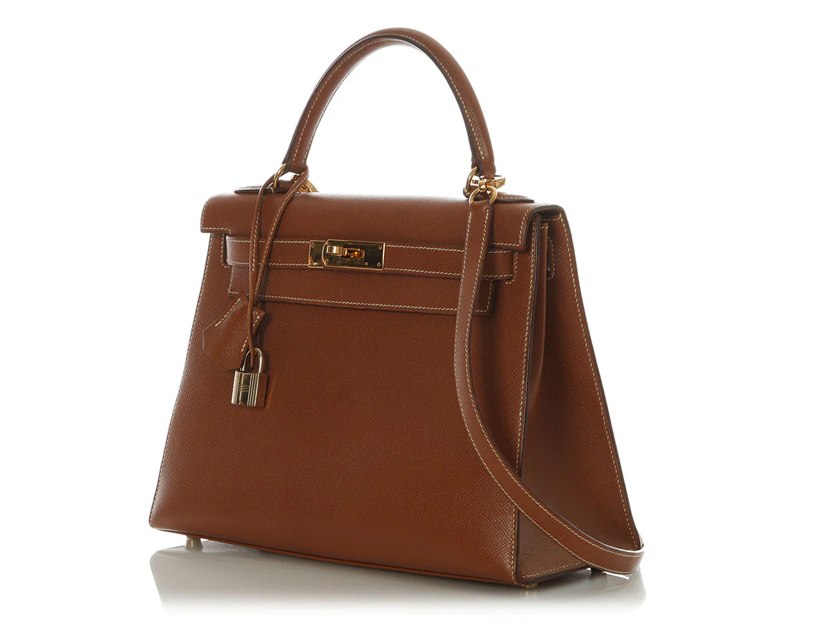Hermès Vintage Gold Courchevel Kelly 28 - Image 3