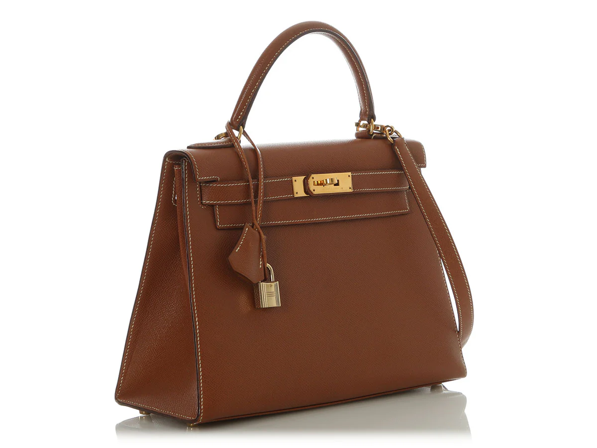 Hermès Vintage Gold Courchevel Kelly 28 - Image 5