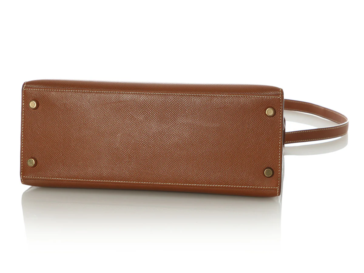 Hermès Vintage Gold Courchevel Kelly 28 - Image 6