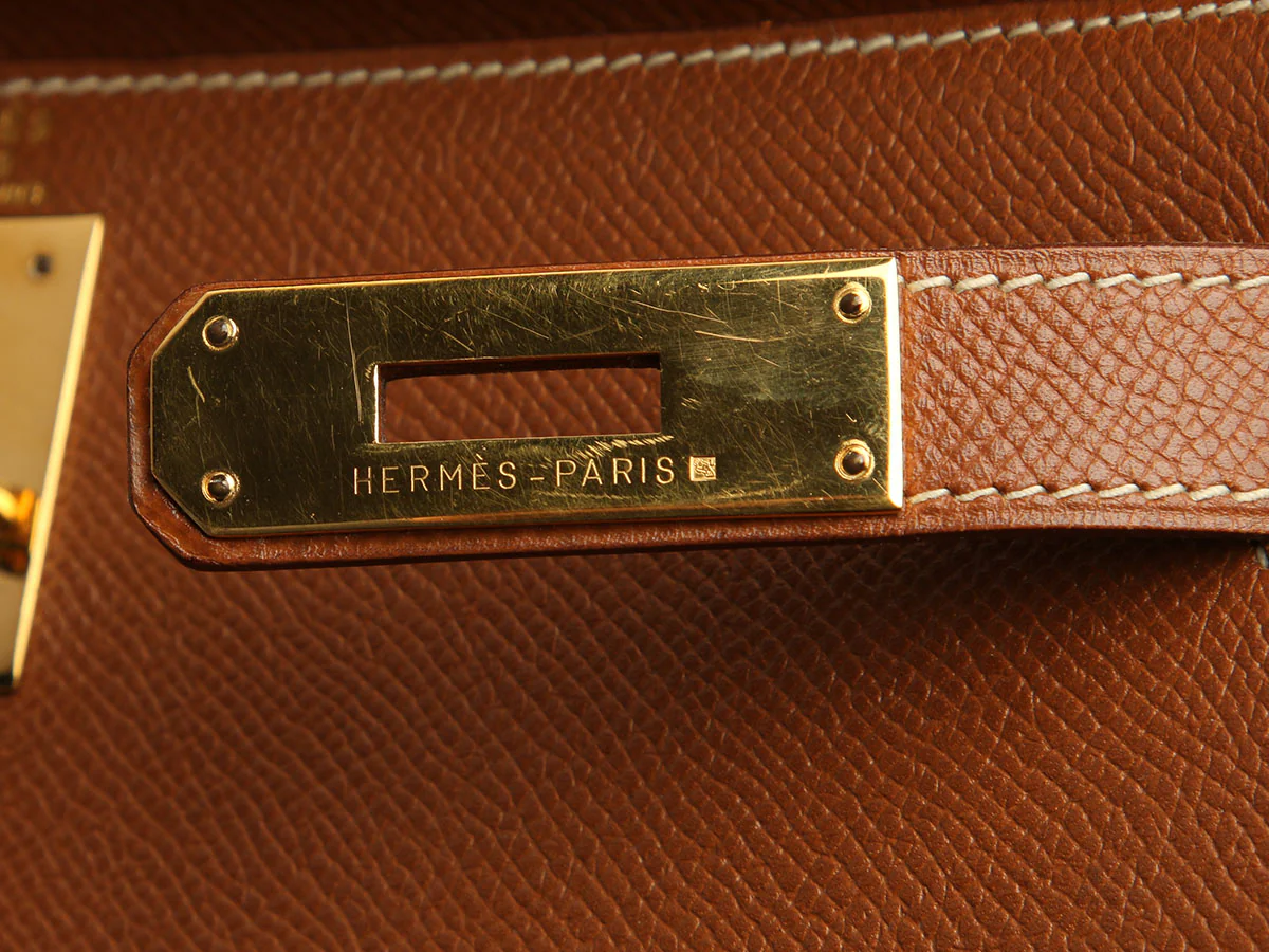 Hermès Vintage Gold Courchevel Kelly 28 - Image 8