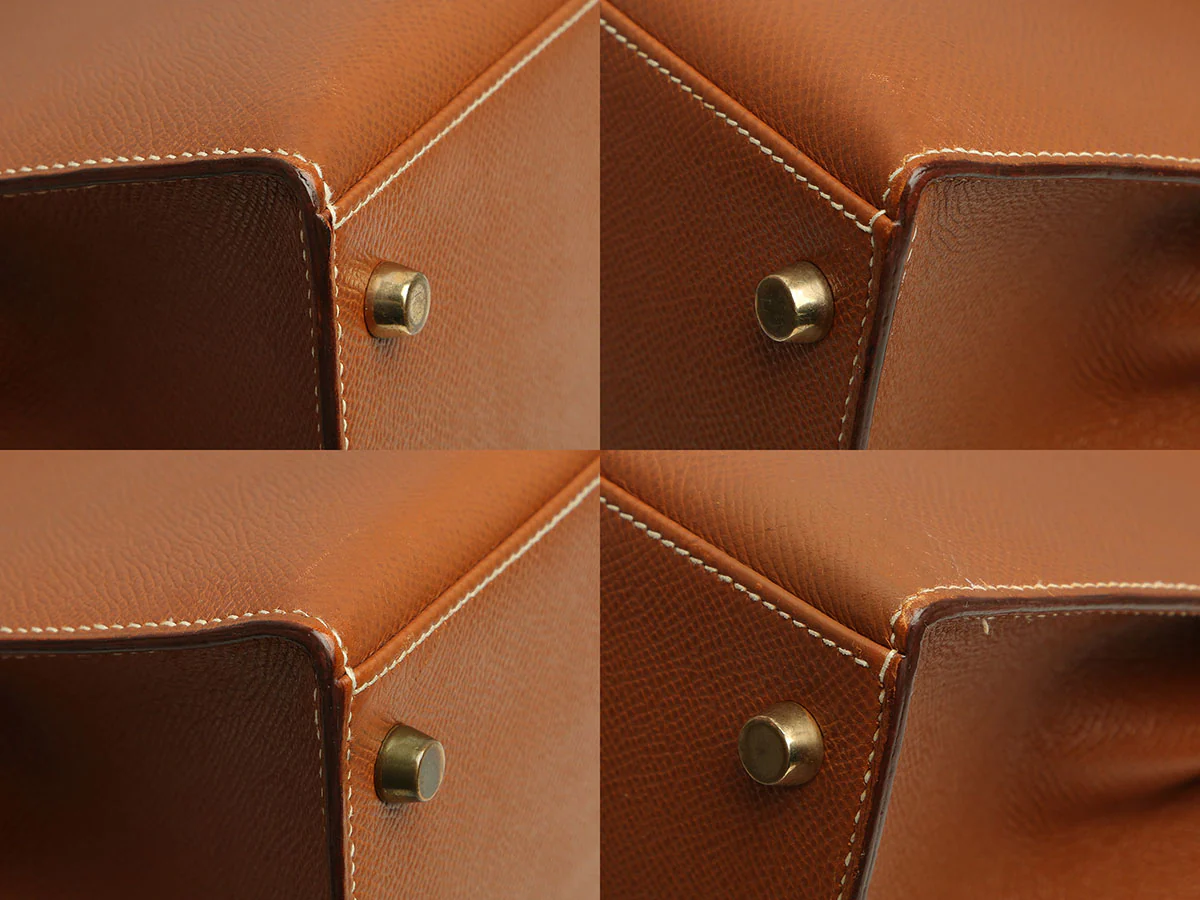 Hermès Vintage Gold Courchevel Kelly 28 - Image 9