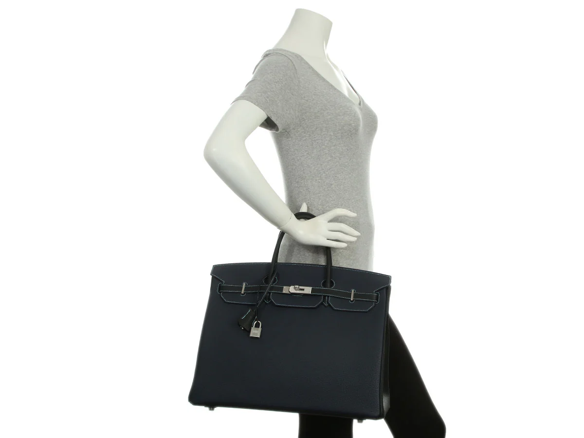 Hermès SO Bleu Nuit and Black Togo Birkin 40 - Image 11