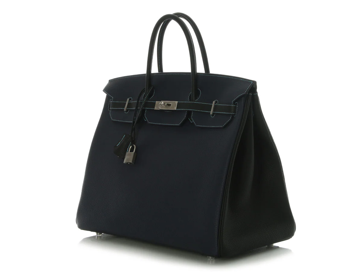 Hermès SO Bleu Nuit and Black Togo Birkin 40 - Image 3