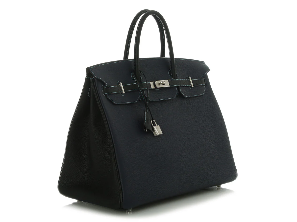 Hermès SO Bleu Nuit and Black Togo Birkin 40 - Image 5