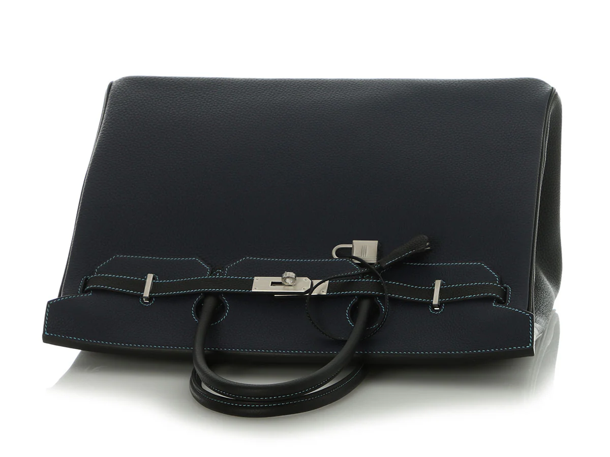 Hermès SO Bleu Nuit and Black Togo Birkin 40 - Image 7