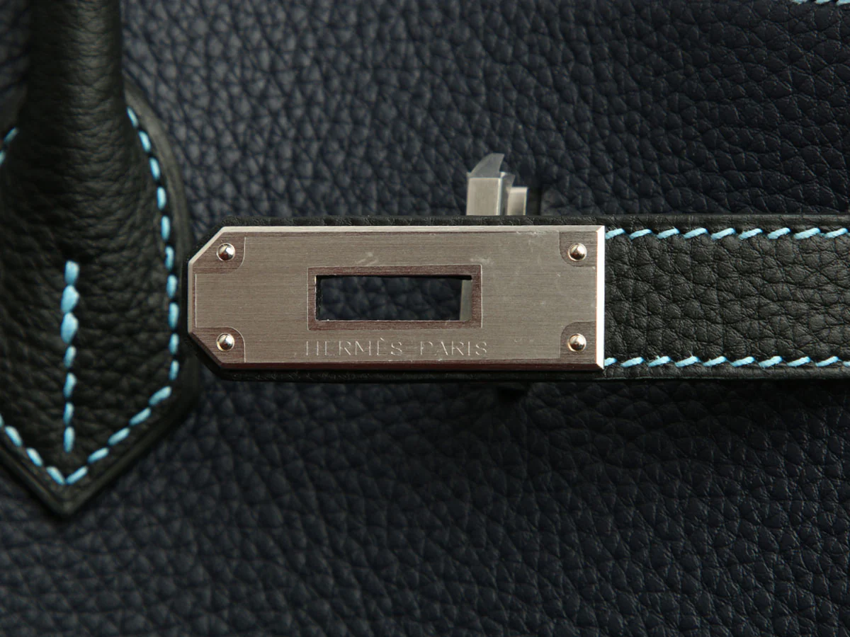 Hermès SO Bleu Nuit and Black Togo Birkin 40 - Image 9