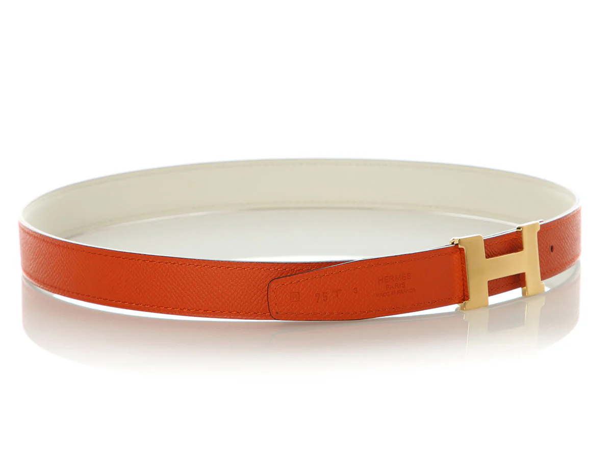 Hermès Orange and Craie Reversible Belt Kit 24mm - Image 4