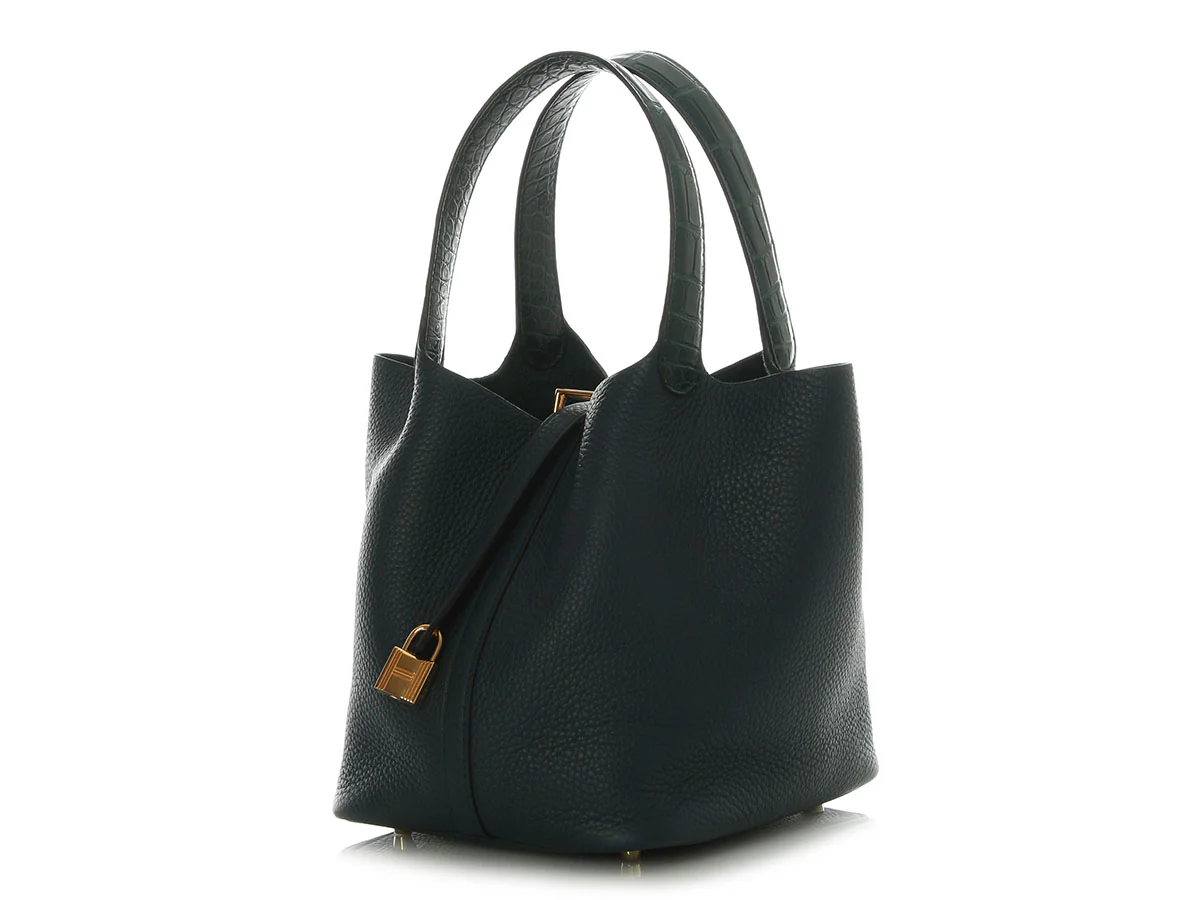 Hermès Vert Cypress Cleménce and Alligator Picotin Touch 22 - Image 6