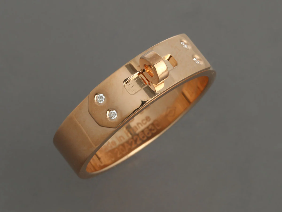 Hermès 18K Rose Gold Diamond Kelly Ring - Image 2