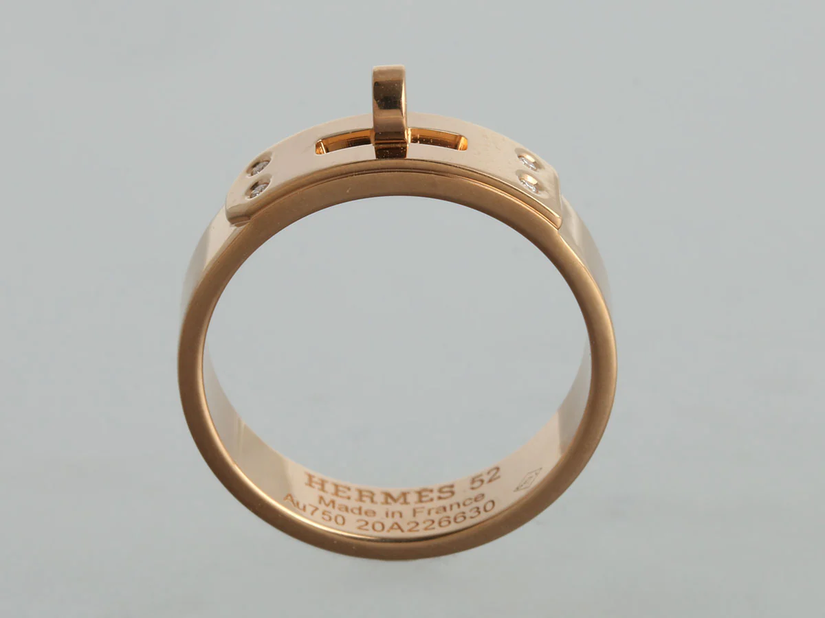 Hermès 18K Rose Gold Diamond Kelly Ring - Image 4