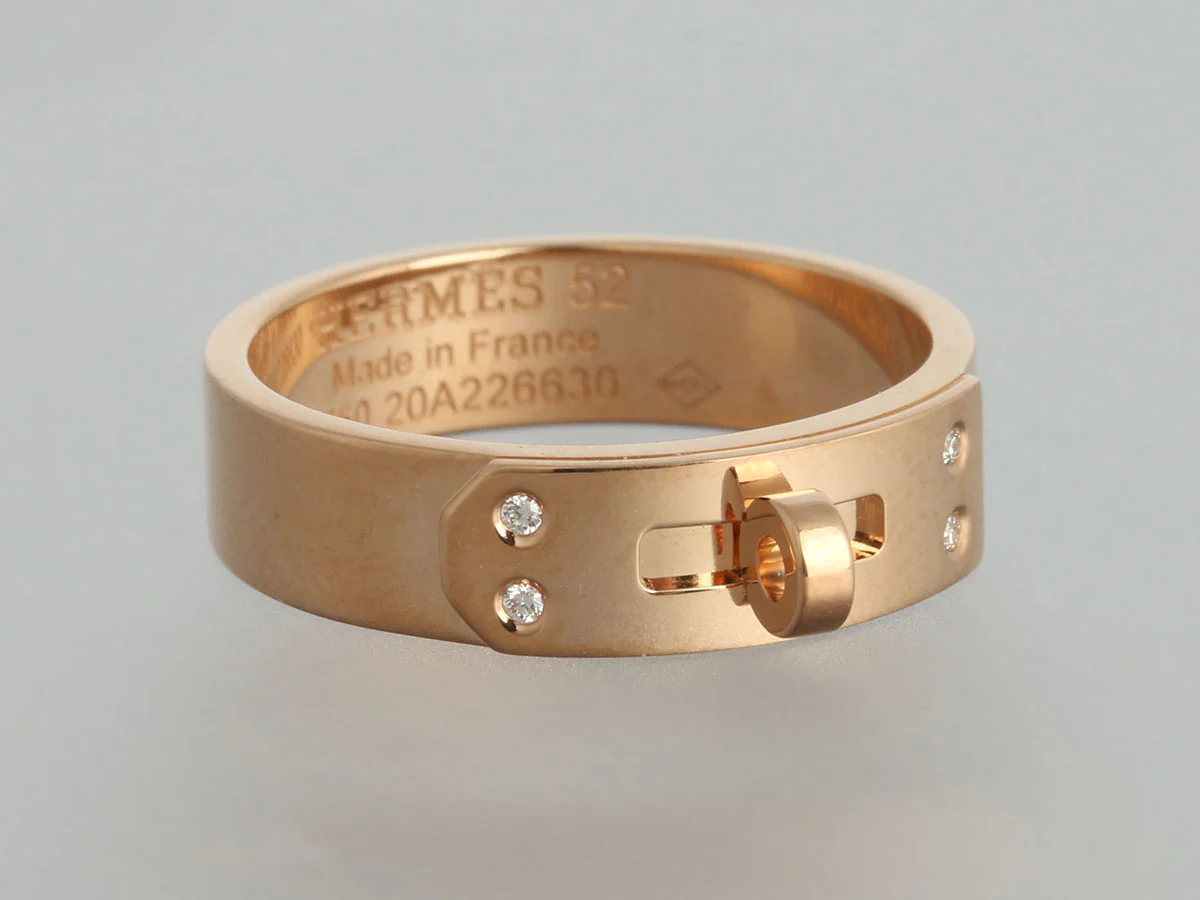 Hermès 18K Rose Gold Diamond Kelly Ring - Image 5