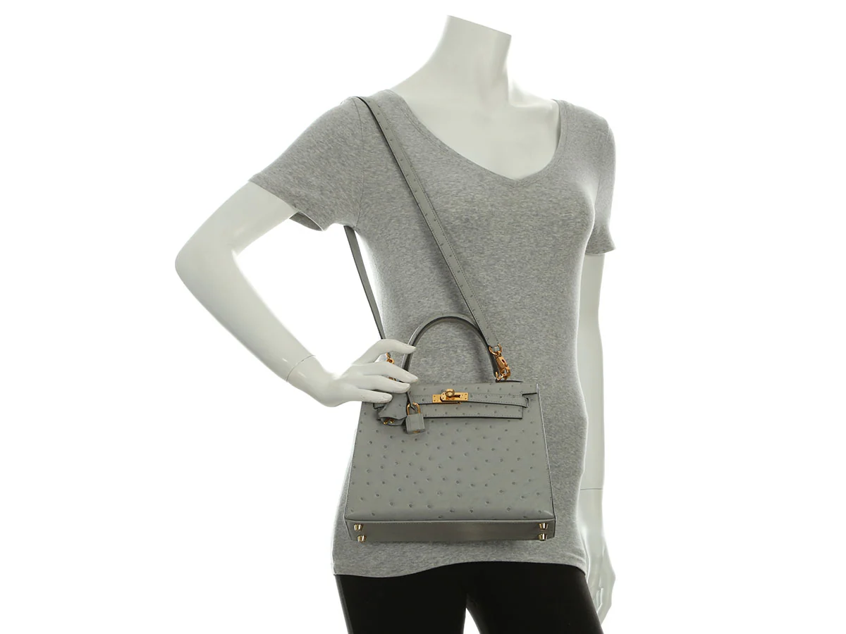 Hermès Bleu Glacier Ostrich Kelly 25 - Image 12