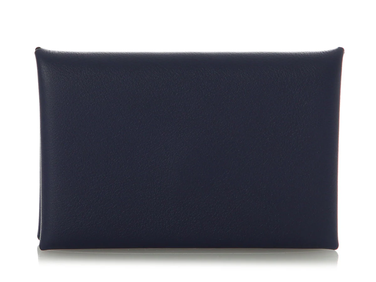 Hermès SO Bleu Encre and Bleu Jean Swift Calvi Verso Card Holder - Image 3