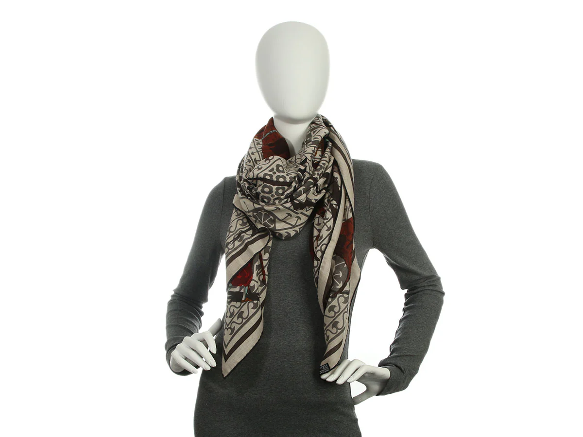 Hermès Imprimeur Fou Charabia Cashmere Silk Shawl 140cm - Image 4