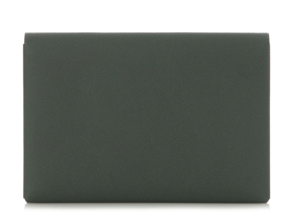 Hermès Gray Epsom Calvi Pochette MM with Pouch