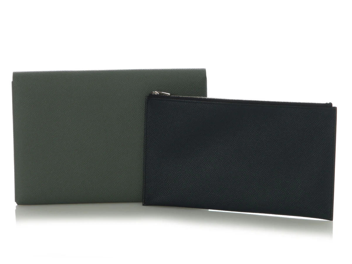 Hermès Gray Epsom Calvi Pochette MM with Pouch - Image 2