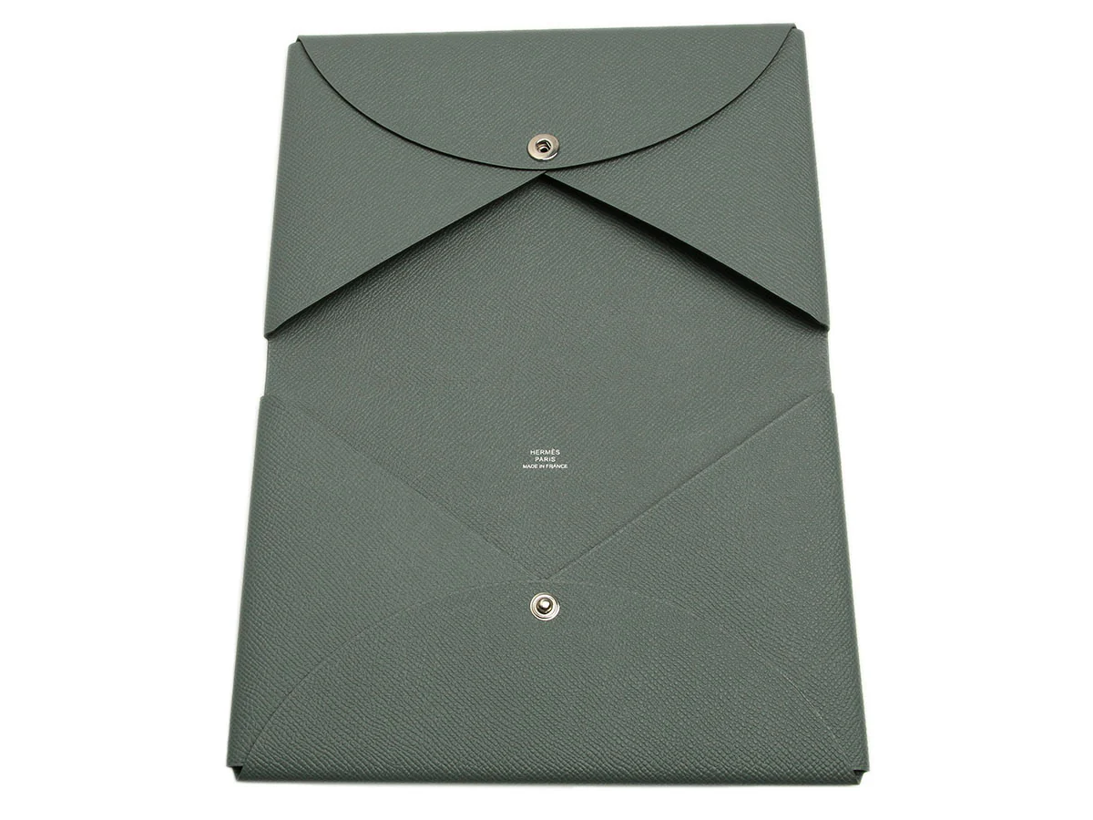 Hermès Gray Epsom Calvi Pochette MM with Pouch - Image 9