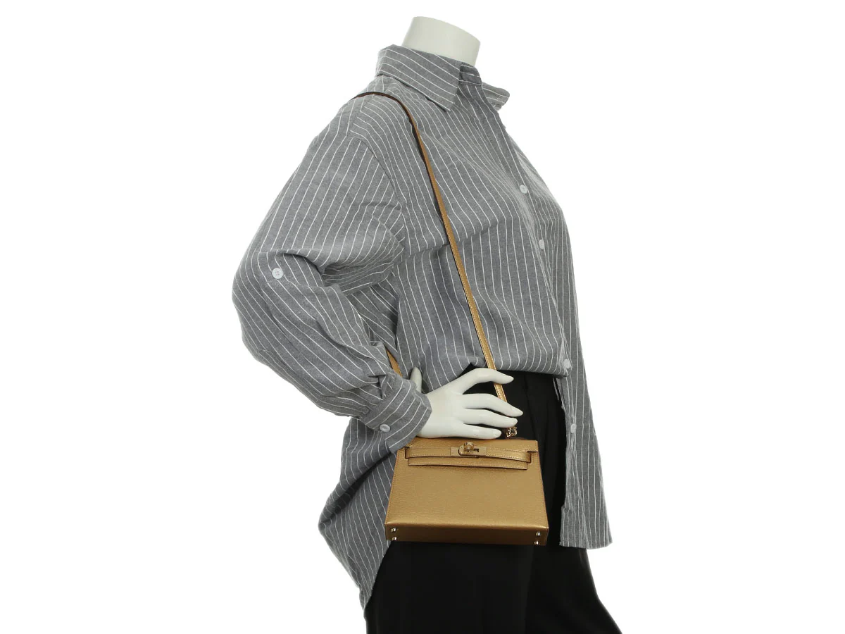 Hermès Mini Gold Doré Chamkilight Chèvre Kelly 20 - Image 12
