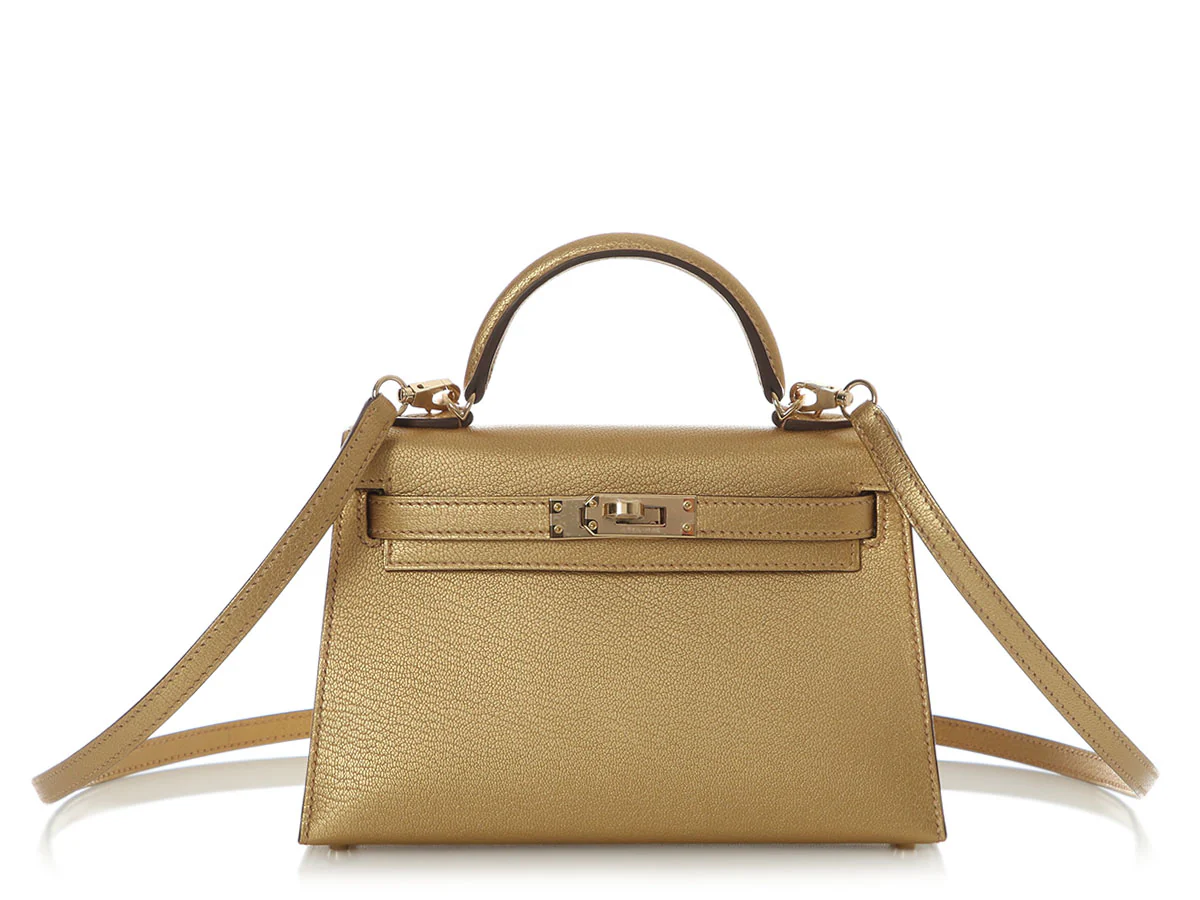 Hermès Mini Gold Doré Chamkilight Chèvre Kelly 20 - Image 2