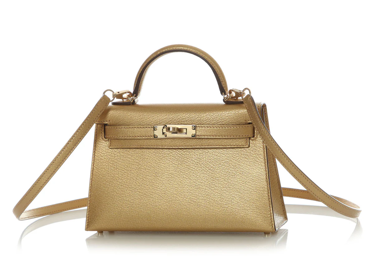 Hermès Mini Gold Doré Chamkilight Chèvre Kelly 20 - Image 3