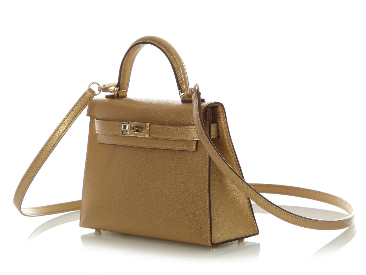 Hermès Mini Gold Doré Chamkilight Chèvre Kelly 20 - Image 4
