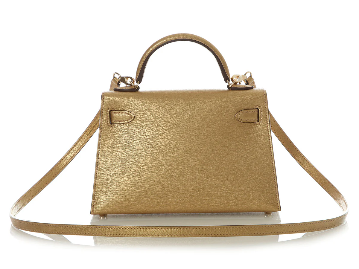 Hermès Mini Gold Doré Chamkilight Chèvre Kelly 20 - Image 5