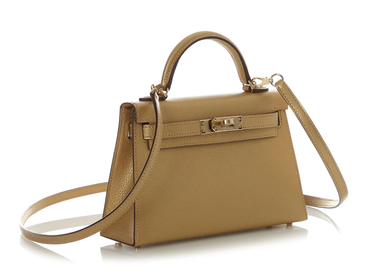 Hermès Mini Gold Doré Chamkilight Chèvre Kelly 20 - Image 6
