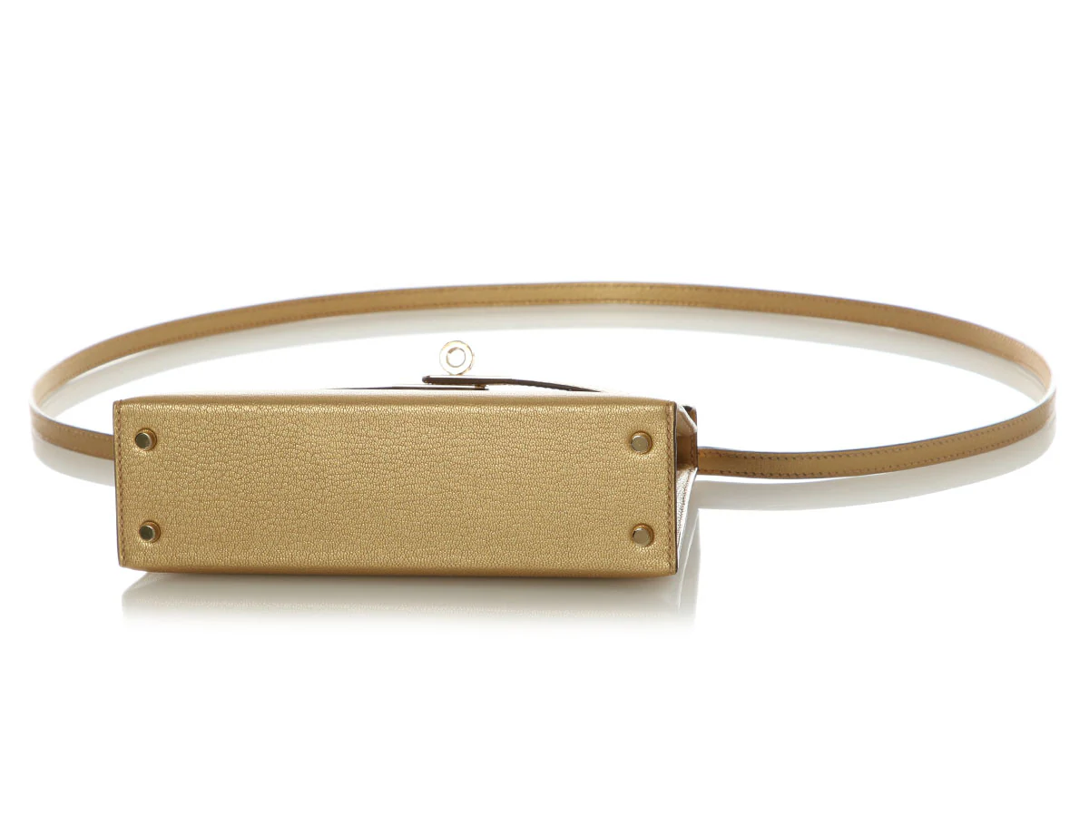 Hermès Mini Gold Doré Chamkilight Chèvre Kelly 20 - Image 7