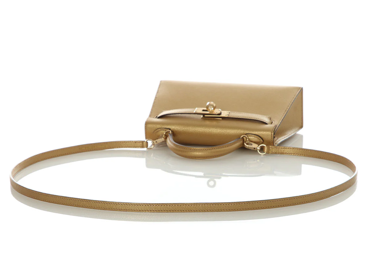 Hermès Mini Gold Doré Chamkilight Chèvre Kelly 20 - Image 8
