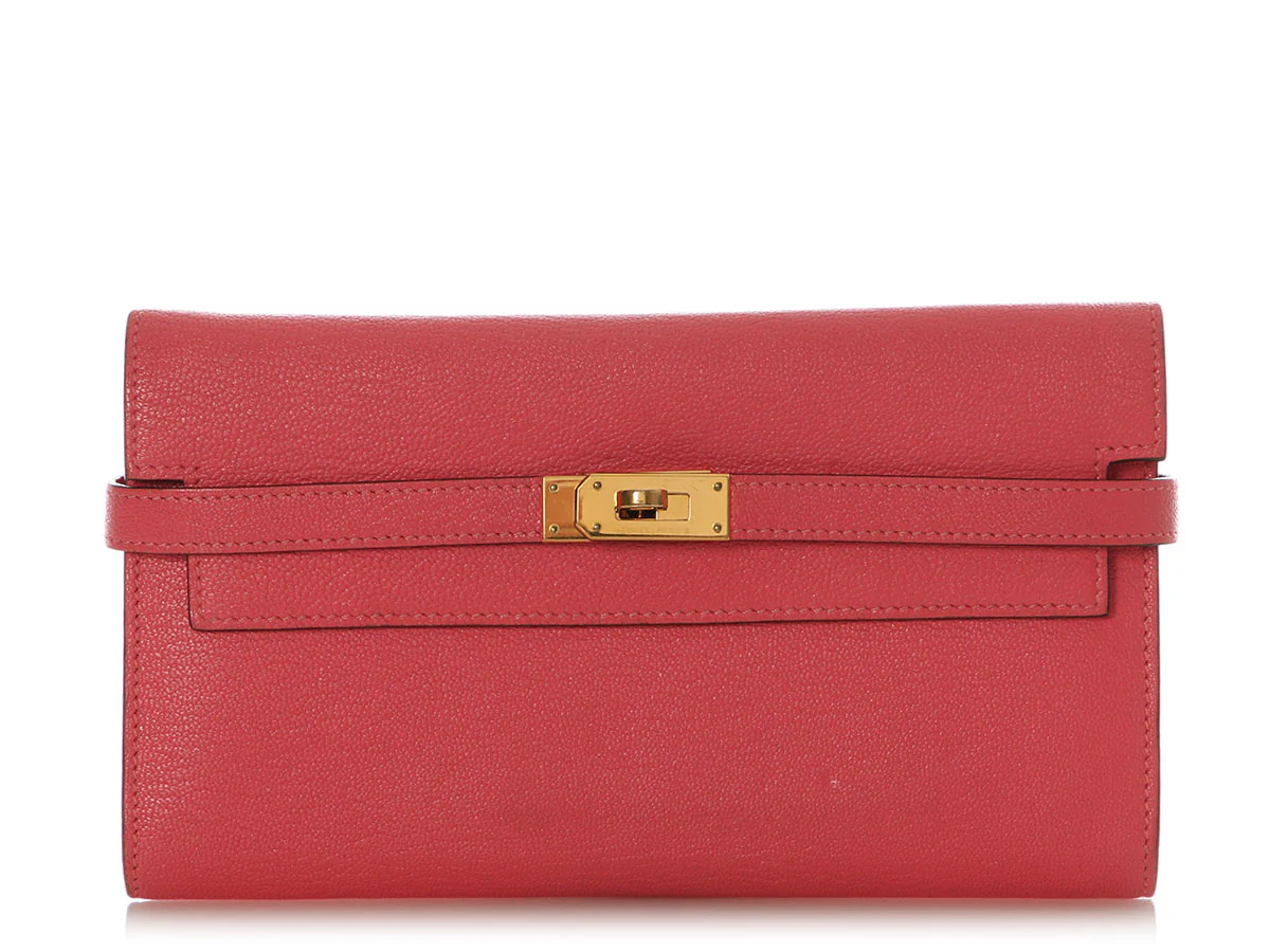 Hermès Rose Azalée Chèvre Kelly Long Wallet