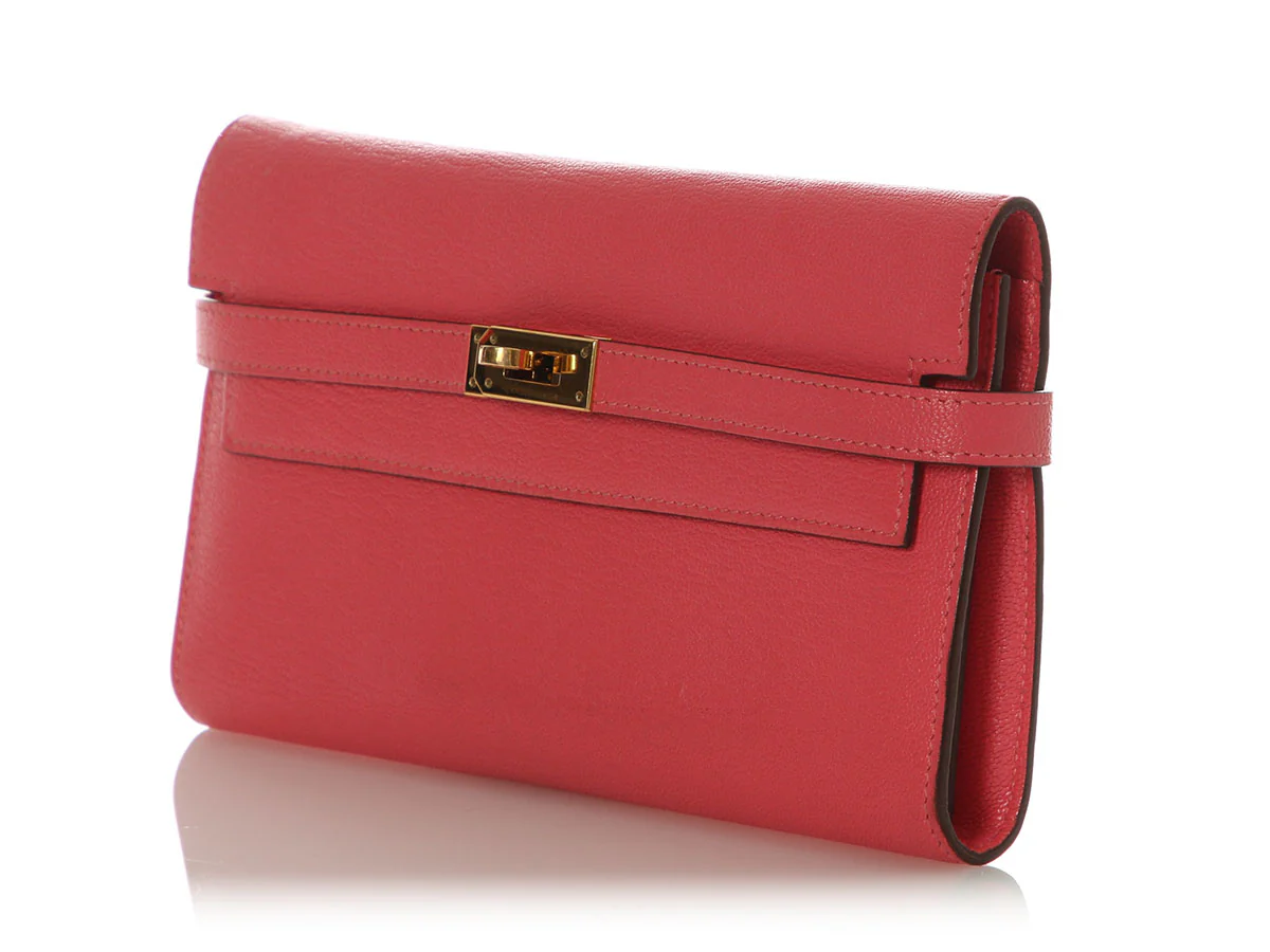 Hermès Rose Azalée Chèvre Kelly Long Wallet - Image 3