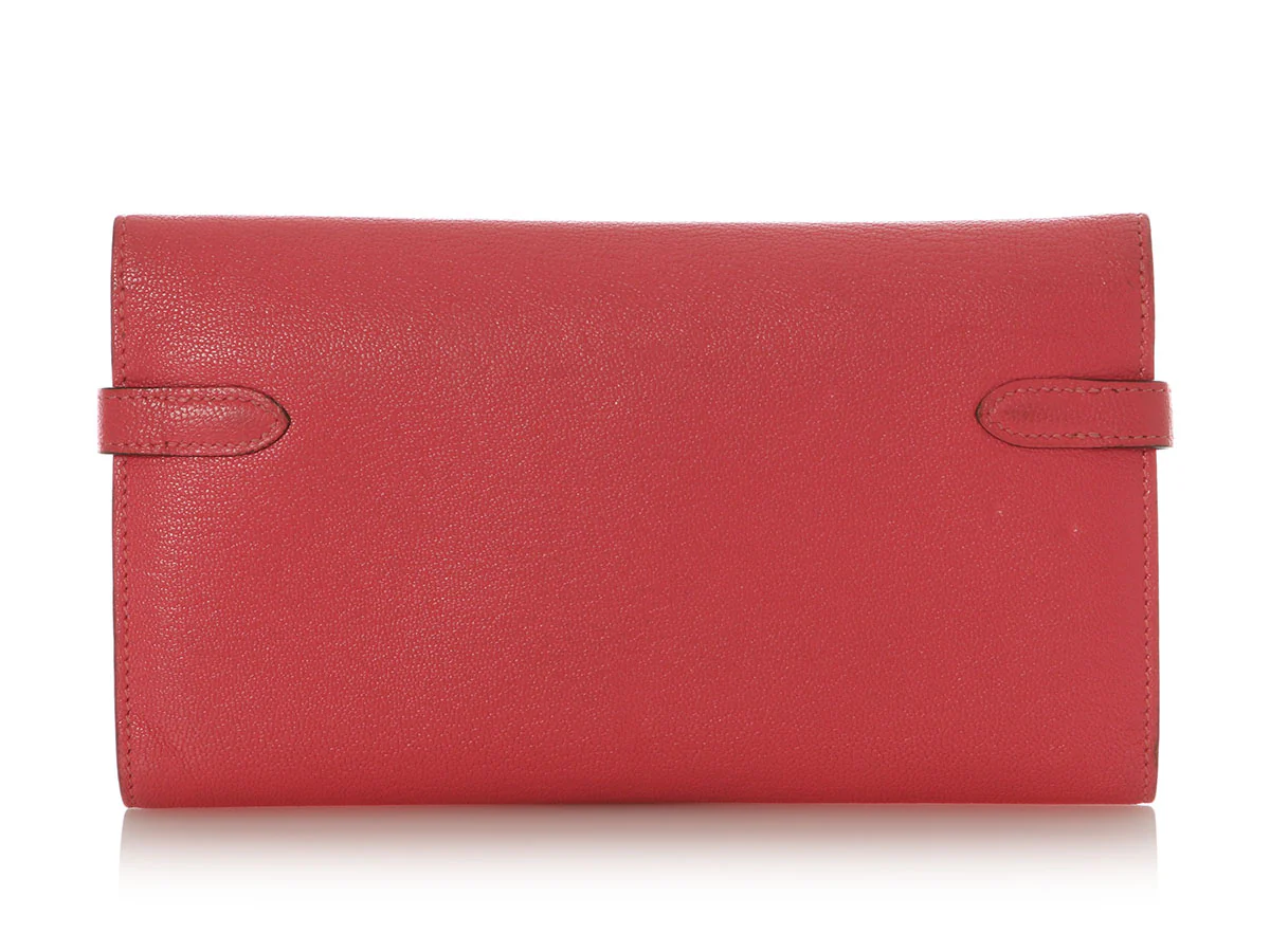 Hermès Rose Azalée Chèvre Kelly Long Wallet - Image 4