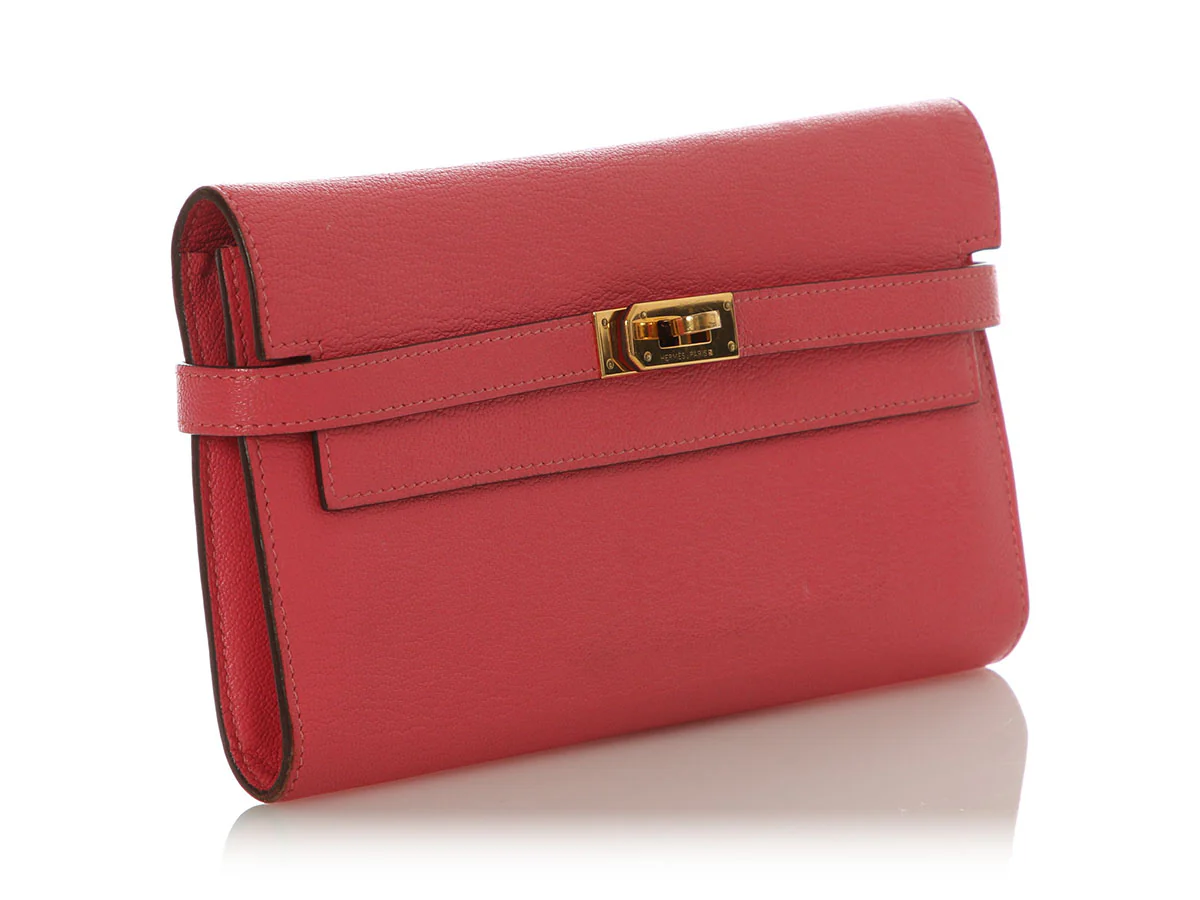 Hermès Rose Azalée Chèvre Kelly Long Wallet - Image 5