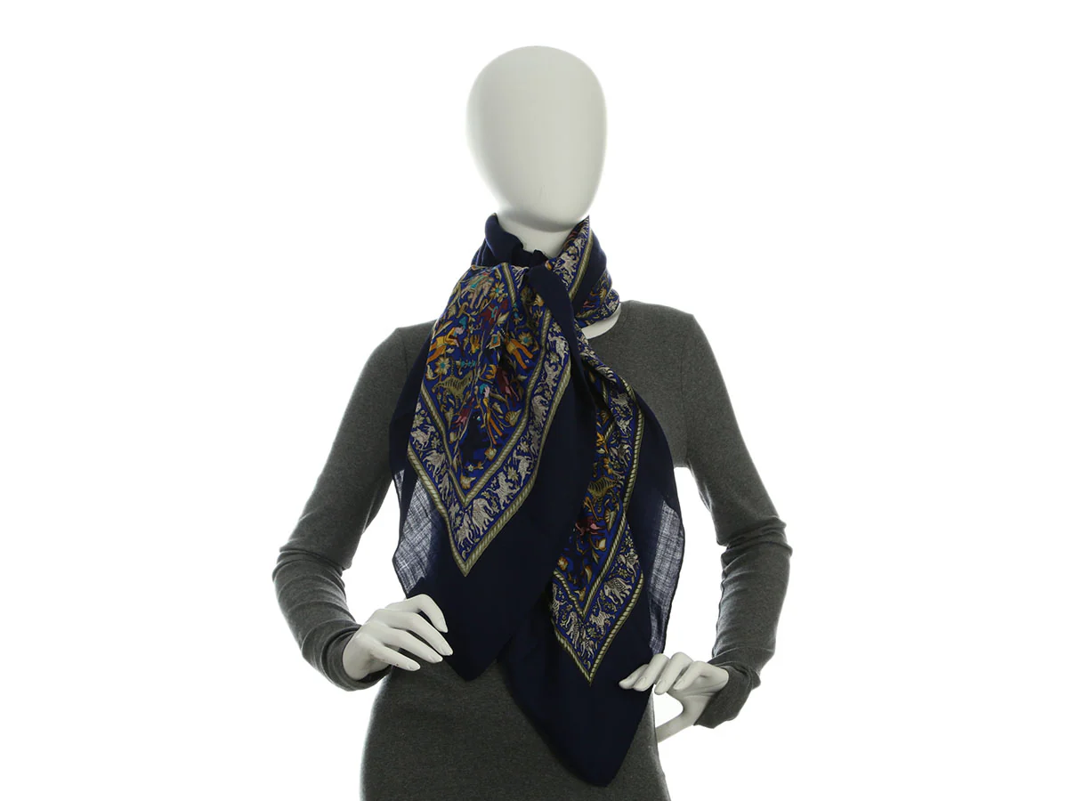 Hermès Chasse en Inde Cashmere Silk Shawl 140cm - Image 4