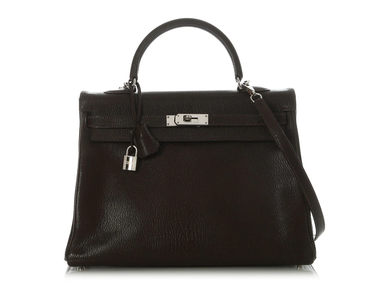 Hermès Marron Foncé Chèvre Kelly 35