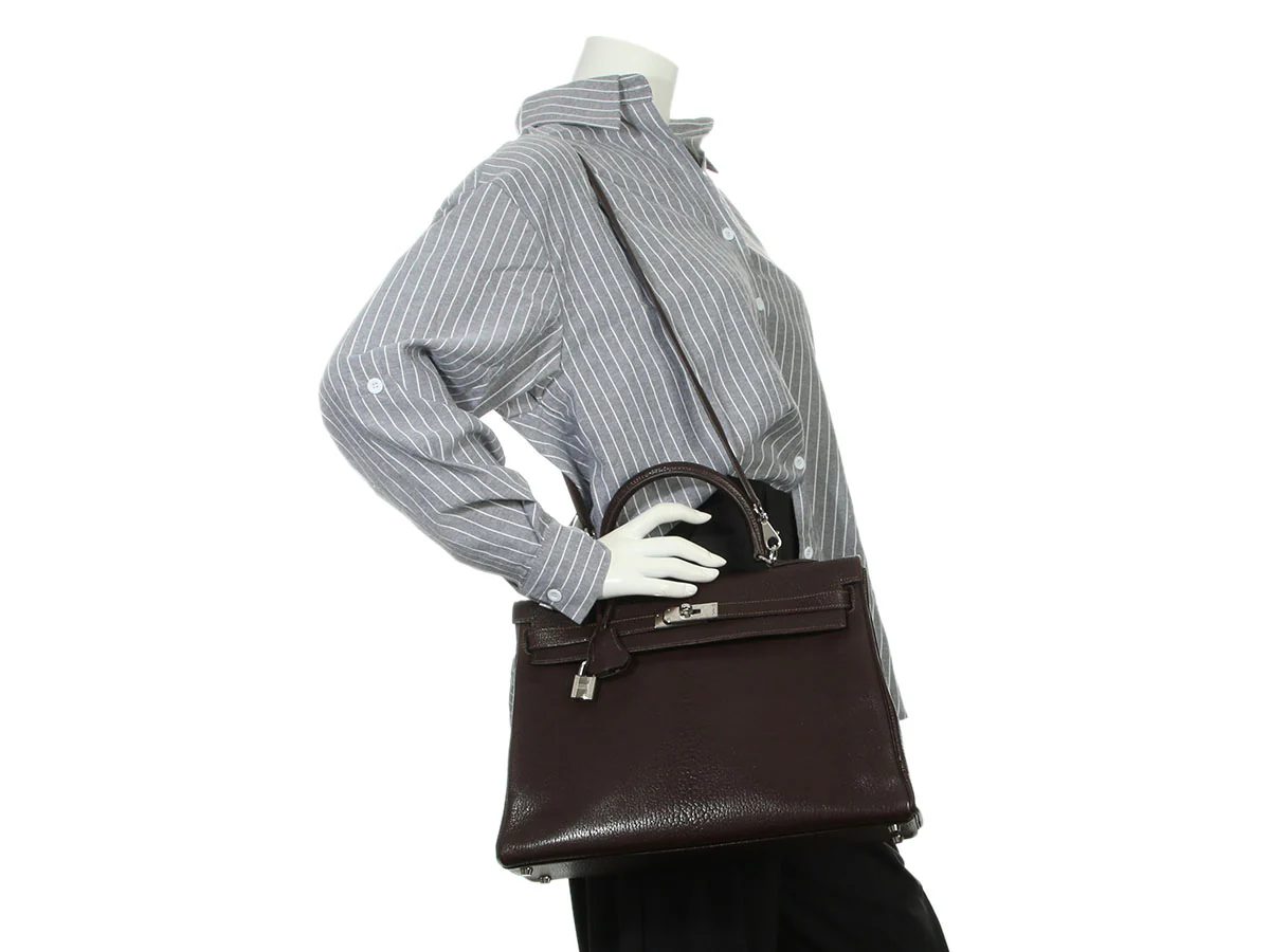 Hermès Marron Foncé Chèvre Kelly 35 - Image 11