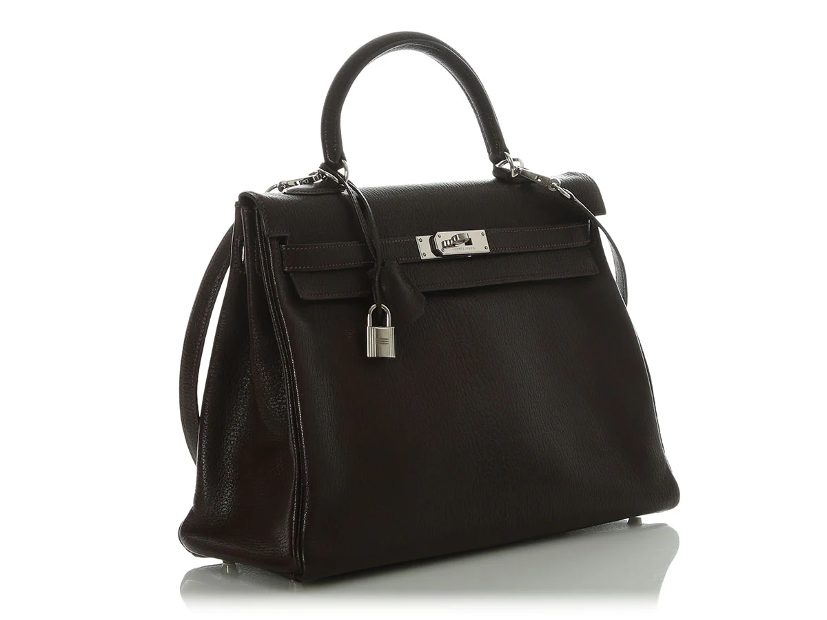 Hermès Marron Foncé Chèvre Kelly 35 - Image 5