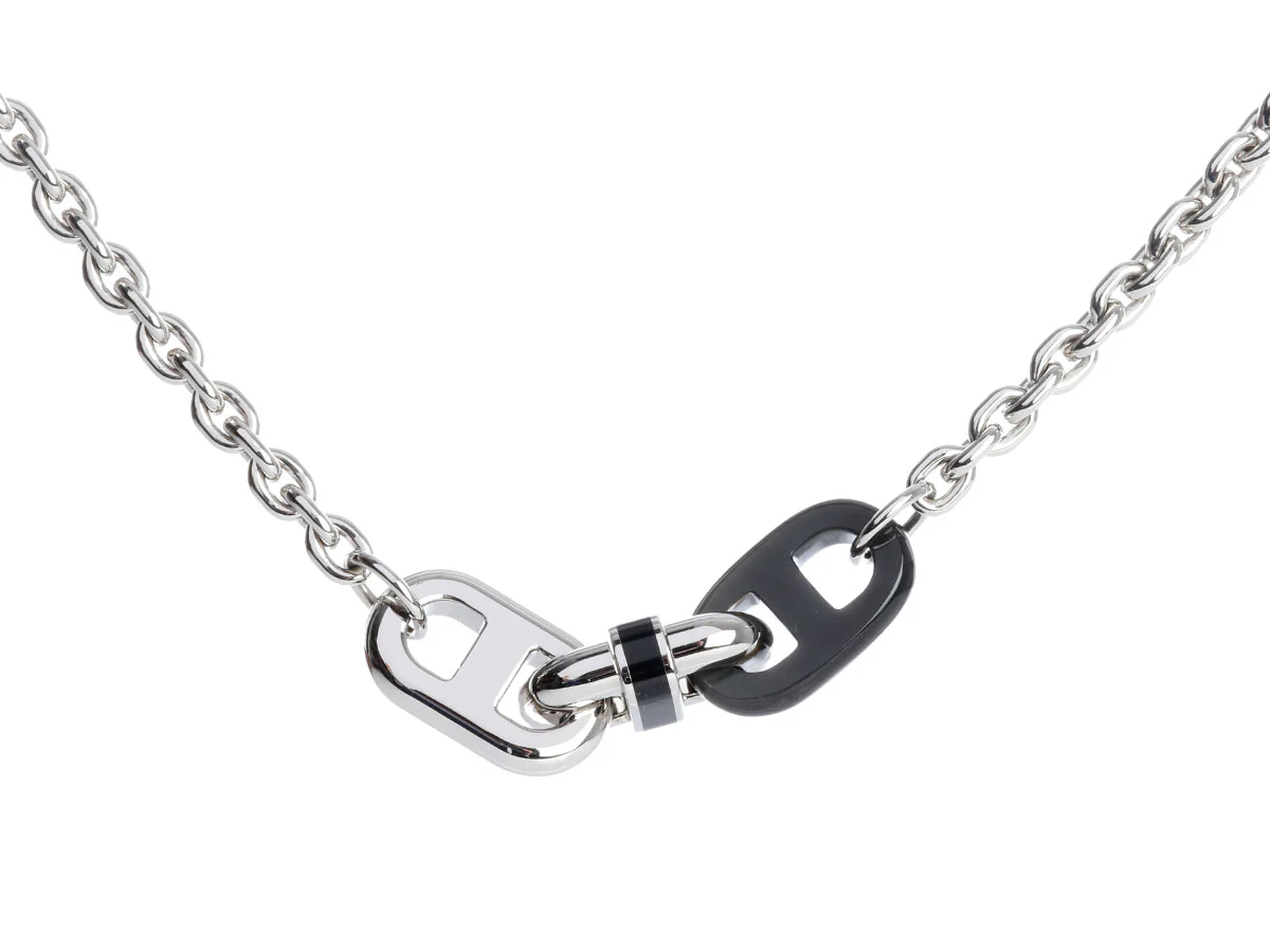 Hermès Palladium and Horn Maillon Necklace