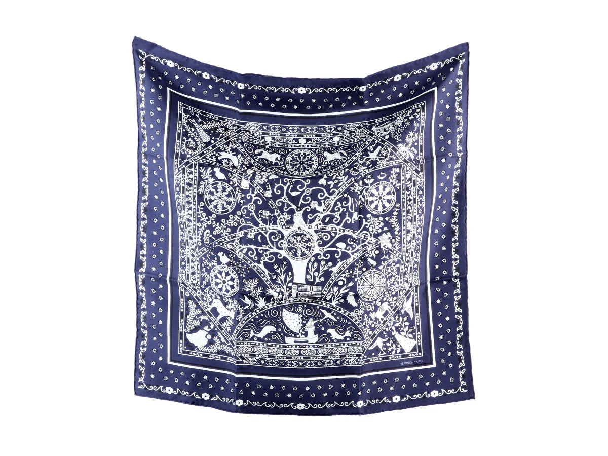 Hermès Peuple du Vent Silk Bandana Scarf 55cm