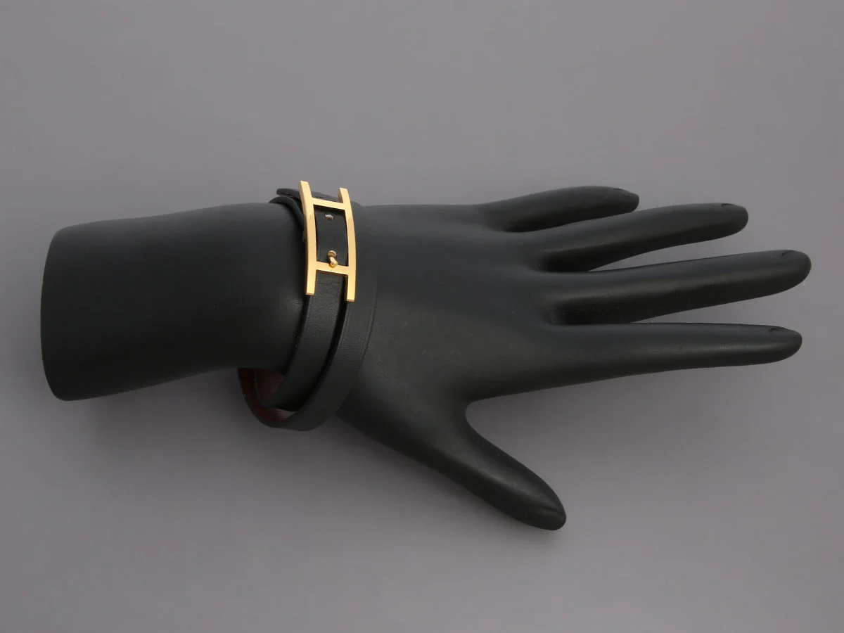Hermès Black Swift Behapi Double Tour Bracelet - Image 5