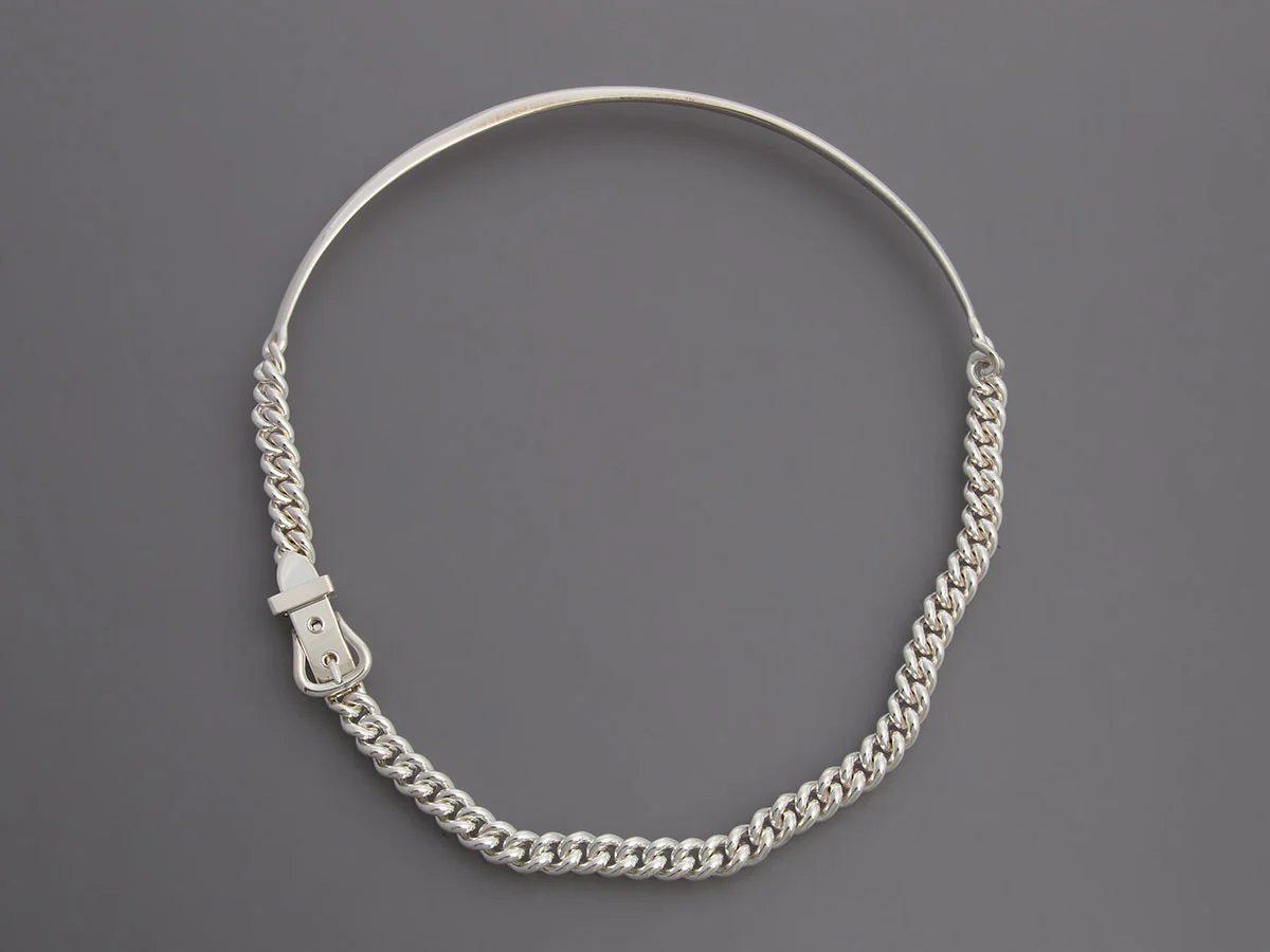 Hermès Sterling Silver Boucle Sellier Inflexible Necklace - Image 2