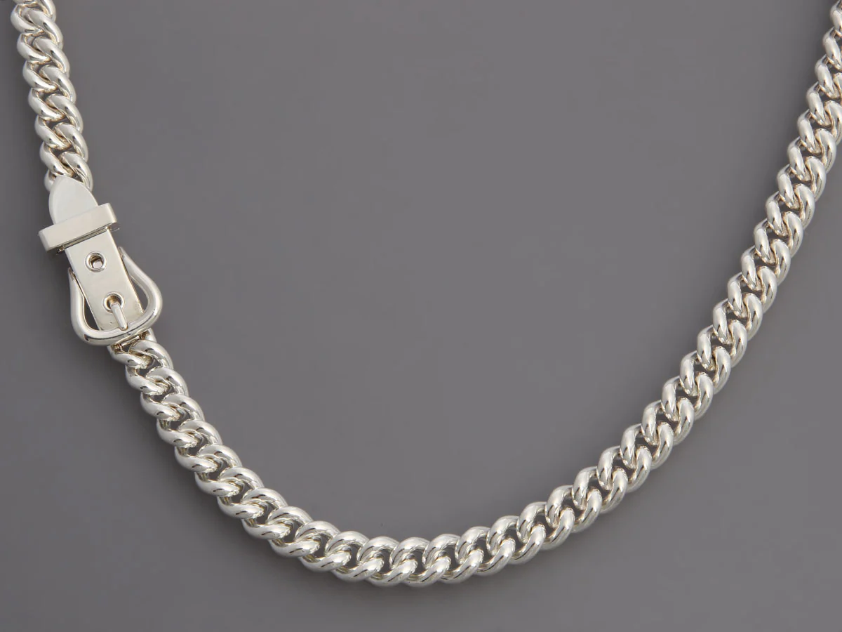 Hermès Sterling Silver Boucle Sellier Inflexible Necklace - Image 3