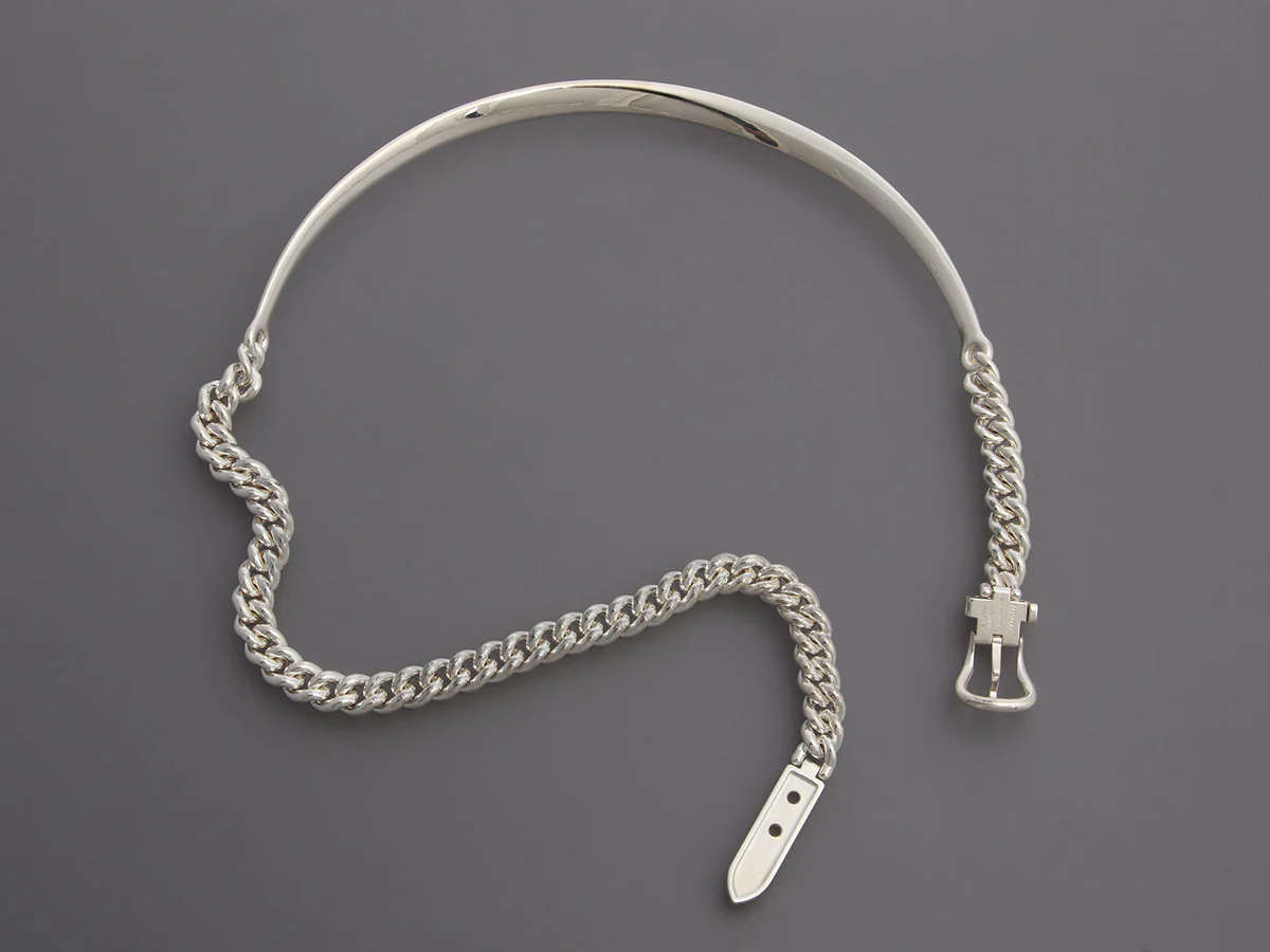 Hermès Sterling Silver Boucle Sellier Inflexible Necklace - Image 4