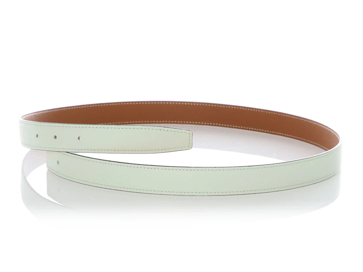Hermès Vert D’eau Swift and Gold Epsom Reversible Belt Strap 24mm - Image 2